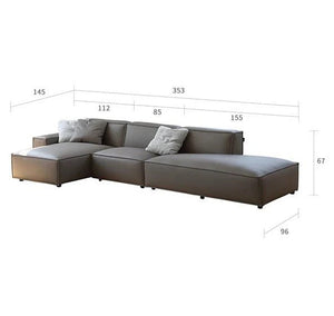 Valdemar Three Seater Corner Sofa in Leathaire – Modern L-Shaped Living Room Sofa with High Density Sponge Cushioning, Grey - Sleek Furniture