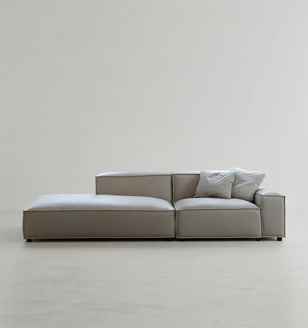 Valdemar Three Seater Corner Sofa in Leathaire – Modern L-Shaped Living Room Sofa with High Density Sponge Cushioning, Grey - Sleek Furniture
