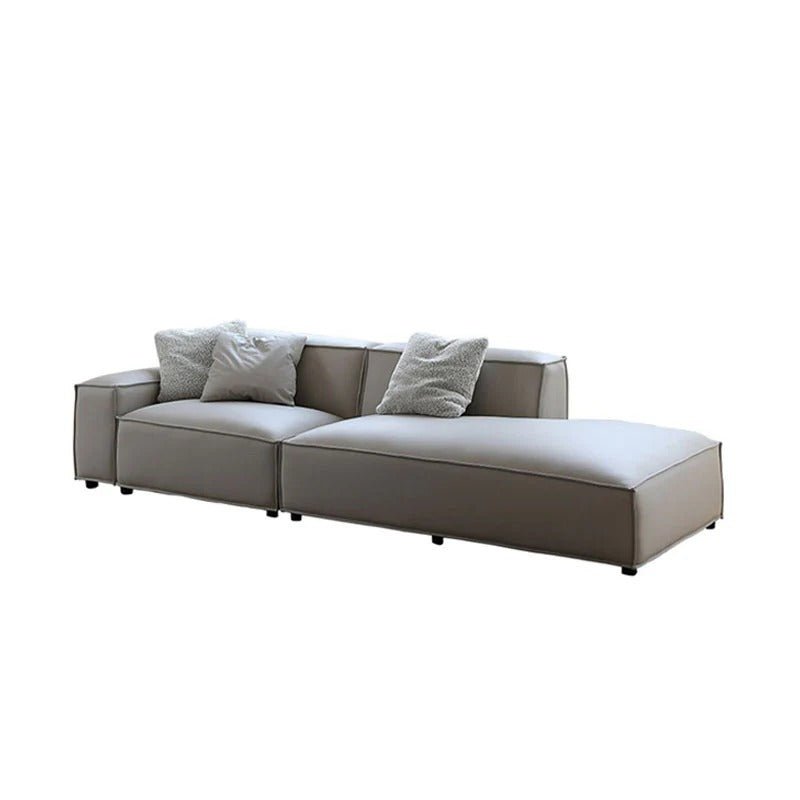 Valdemar Three Seater Corner Sofa in Leathaire – Modern L-Shaped Living Room Sofa with High Density Sponge Cushioning, Grey - Sleek Furniture