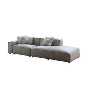 Valdemar Three Seater Corner Sofa in Leathaire – Modern L-Shaped Living Room Sofa with High Density Sponge Cushioning, Grey - Sleek Furniture
