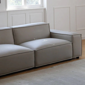 Valdemar Three Seater Corner Sofa in Leathaire – Modern L-Shaped Living Room Sofa with High Density Sponge Cushioning, Grey - Sleek Furniture