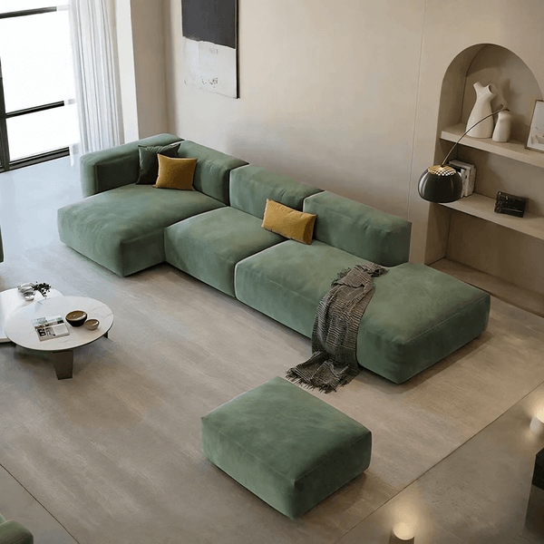 Valentina 3-Seater Corner Sofa – Modern Velvet Upholstered L-Shaped Sofa for Living Room, Comfortable Contemporary Seating - Sleek Furniture