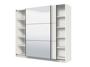 Valentina White 220cm 2-Door Sliding Wardrobe with Mirror – Modern Bedroom Storage, Flat Pack - My Store