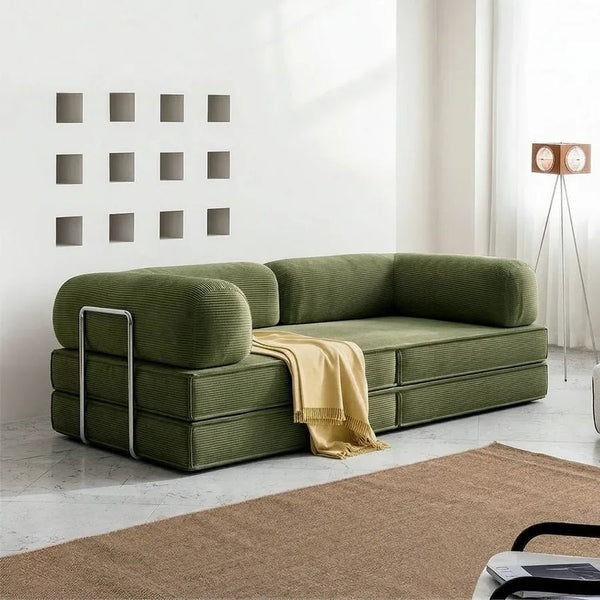 Van Buren Foldable Lazy Sofa Bed, Corduroy Convertible Floor Sofa Bed with High Density Sponge Filling, Compact Folding Sleeper Chair for Living Room, Guest Room & Small Spaces - Sleek Furniture