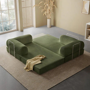 Van Buren Foldable Lazy Sofa Bed, Corduroy Convertible Floor Sofa Bed with High Density Sponge Filling, Compact Folding Sleeper Chair for Living Room, Guest Room & Small Spaces - Sleek Furniture
