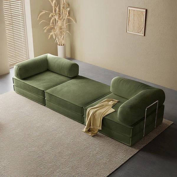 Van Buren Foldable Lazy Sofa Bed, Corduroy Convertible Floor Sofa Bed with High Density Sponge Filling, Compact Folding Sleeper Chair for Living Room, Guest Room & Small Spaces - Sleek Furniture
