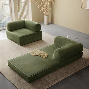 Van Buren Foldable Lazy Sofa Bed, Corduroy Convertible Floor Sofa Bed with High Density Sponge Filling, Compact Folding Sleeper Chair for Living Room, Guest Room & Small Spaces - Sleek Furniture