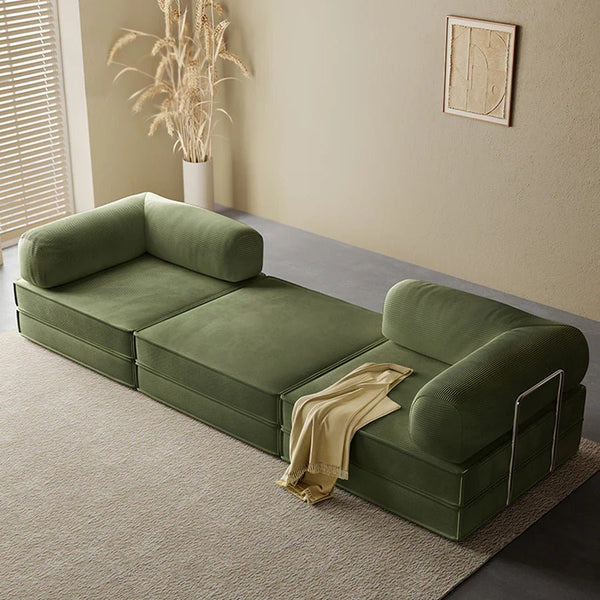 Van Buren Foldable Lazy Sofa Bed, Corduroy Convertible Floor Sofa Bed with High Density Sponge Filling, Compact Folding Sleeper Chair for Living Room, Guest Room & Small Spaces - Sleek Furniture