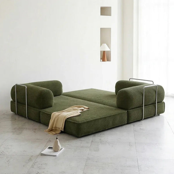 Van Buren Foldable Lazy Sofa Bed, Corduroy Convertible Floor Sofa Bed with High Density Sponge Filling, Compact Folding Sleeper Chair for Living Room, Guest Room & Small Spaces - Sleek Furniture