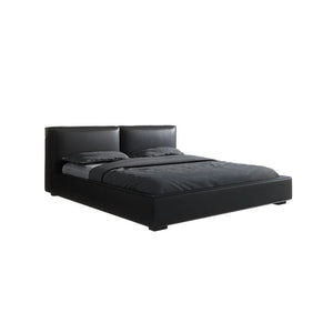 Vanessa Black PU Leather King / Super King Size Bed Frame with Wooden Support – Contemporary Modern Bedroom Bed - Sleek Furniture