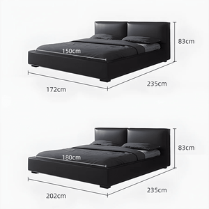 Vanessa Black PU Leather King / Super King Size Bed Frame with Wooden Support – Contemporary Modern Bedroom Bed - Sleek Furniture