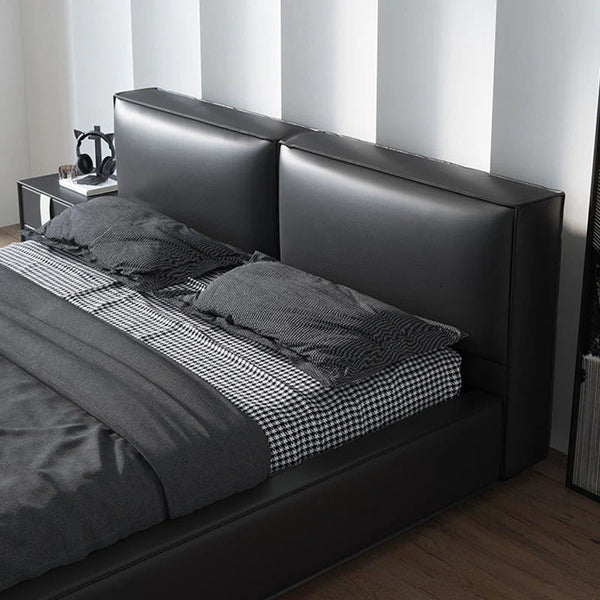 Vanessa Black PU Leather King / Super King Size Bed Frame with Wooden Support – Contemporary Modern Bedroom Bed - Sleek Furniture