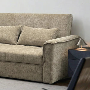 Vanta Two Seater Sofa Bed – Compact Chenille 2-Seater Sleeper Sofa, Modern Fold-Out Sofa Bed in Warm Beige/Taupe Greige – Space Saving Small Sofa Bed for Living Room & Guest Room - Sleek Furniture