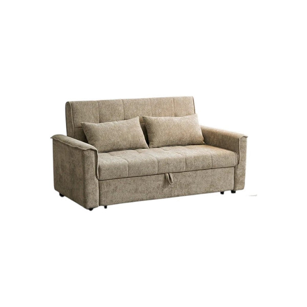Vanta Two Seater Sofa Bed – Compact Chenille 2-Seater Sleeper Sofa, Modern Fold-Out Sofa Bed in Warm Beige/Taupe Greige – Space Saving Small Sofa Bed for Living Room & Guest Room - Sleek Furniture