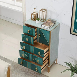 Velma Green Chest of Drawers Cabinet with Metal Legs – Contemporary Modern Storage Unit for Bedroom & Living Room - Sleek Furniture