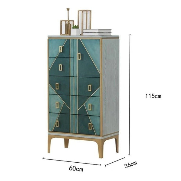 Velma Green Chest of Drawers Cabinet with Metal Legs – Contemporary Modern Storage Unit for Bedroom & Living Room - Sleek Furniture