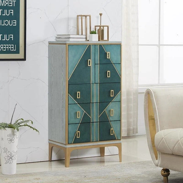 Velma Green Chest of Drawers Cabinet with Metal Legs – Contemporary Modern Storage Unit for Bedroom & Living Room - Sleek Furniture