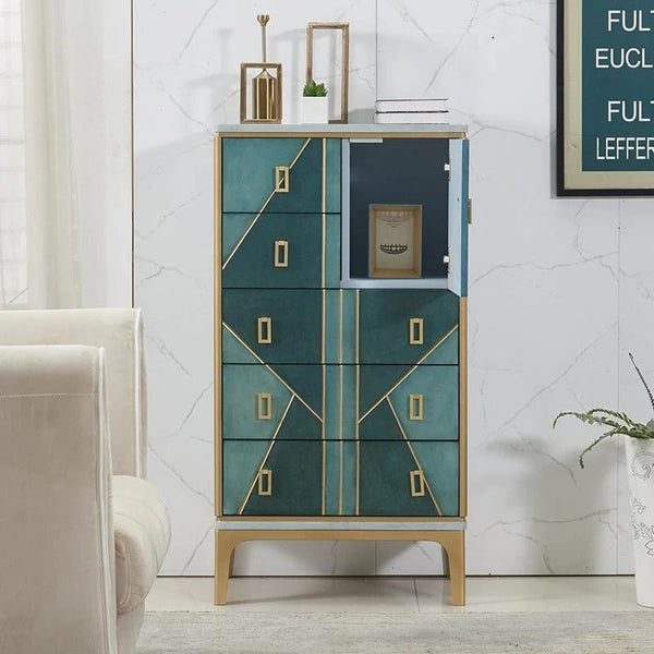Velma Green Chest of Drawers Cabinet with Metal Legs – Contemporary Modern Storage Unit for Bedroom & Living Room - Sleek Furniture