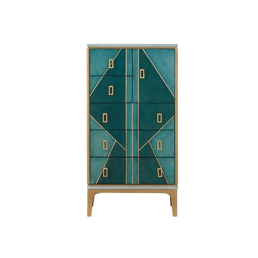 Velma Green Chest of Drawers Cabinet with Metal Legs – Contemporary Modern Storage Unit for Bedroom & Living Room - Sleek Furniture