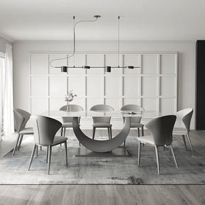 Vera Modern Dining Table & Chairs Set, Sintered Stone Top, Luxury Wooden Frame Dining Set with PU Leather Chairs, Grey & Walnut Finish - Sleek Furniture