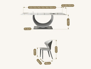 Vera Modern Dining Table & Chairs Set, Sintered Stone Top, Luxury Wooden Frame Dining Set with PU Leather Chairs, Grey & Walnut Finish - Sleek Furniture
