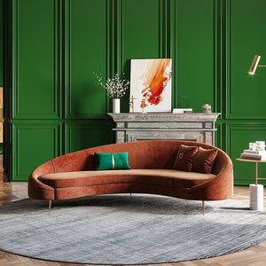Verano Three Seater Red Velvet Sofa with Painted Steel Legs – Modern Contemporary Upholstered Living Room Couch - Sleek Furniture