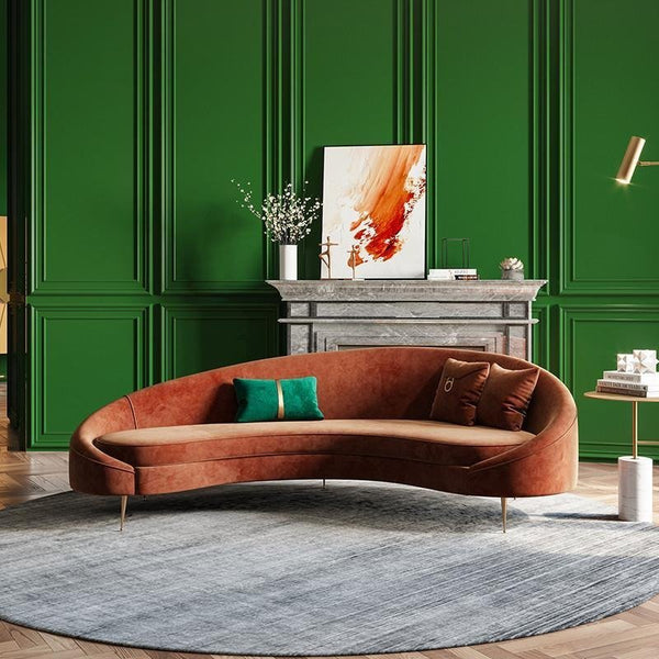 Verano Three Seater Red Velvet Sofa with Painted Steel Legs – Modern Contemporary Upholstered Living Room Couch - Sleek Furniture