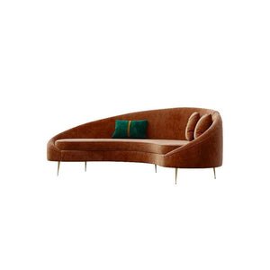 Verano Three Seater Red Velvet Sofa with Painted Steel Legs – Modern Contemporary Upholstered Living Room Couch - Sleek Furniture