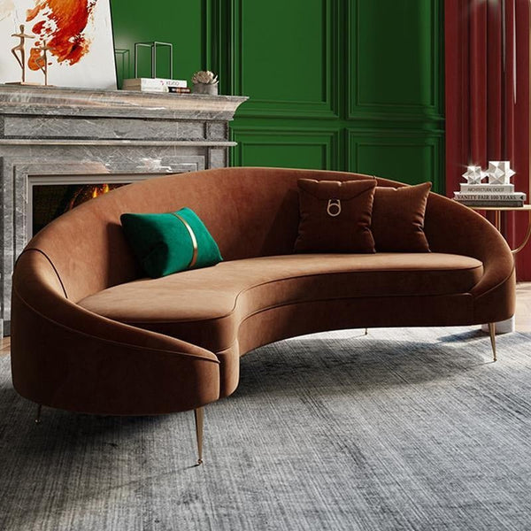 Verano Three Seater Red Velvet Sofa with Painted Steel Legs – Modern Contemporary Upholstered Living Room Couch - Sleek Furniture