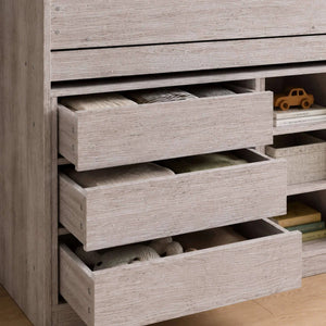 Vespa Grey Oak Mid Sleeper Bed with Integrated Desk, Storage Drawers, Shelving & Staircase - Sleek Furniture