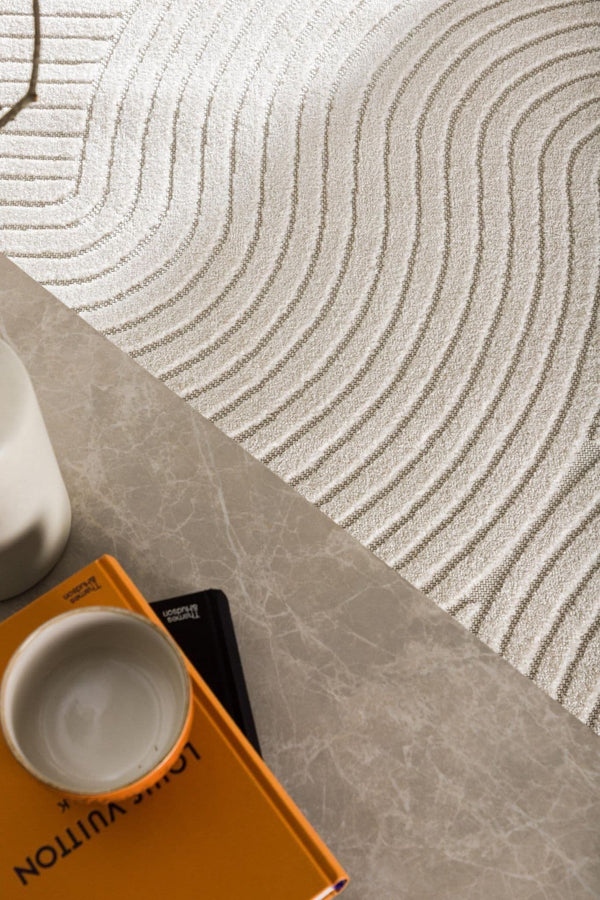 Vince Solar Rectangular Rug 340x240 cm | White Modern Low-Pile Rug