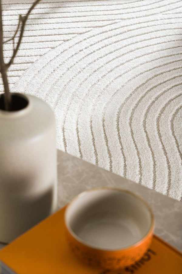 Vince Solar Rectangular Rug 340x240 cm | White Modern Low-Pile Rug