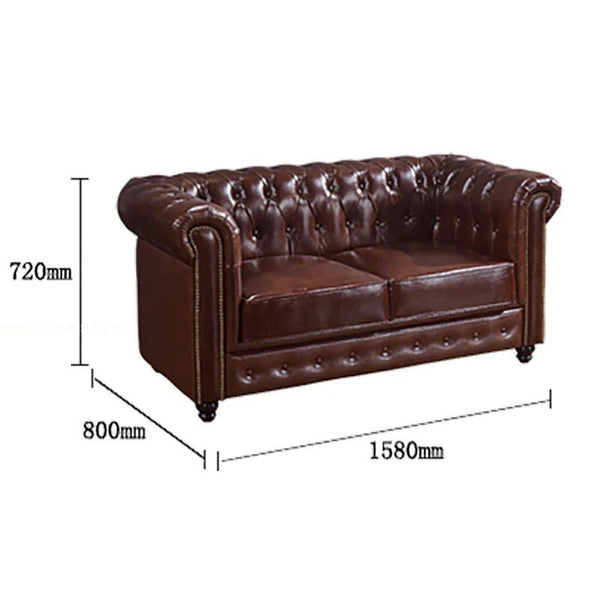 Vintage Chesterfield 3-Seater Sofa – Classic Button Tufted PU Leather Couch, Dark Brown Luxury Living Room Sofa with High Density Foam Cushions, Elegant Traditional Chesterfield Design - Sleek Furniture