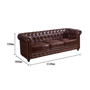 Vintage Chesterfield 3-Seater Sofa – Classic Button Tufted PU Leather Couch, Dark Brown Luxury Living Room Sofa with High Density Foam Cushions, Elegant Traditional Chesterfield Design - Sleek Furniture
