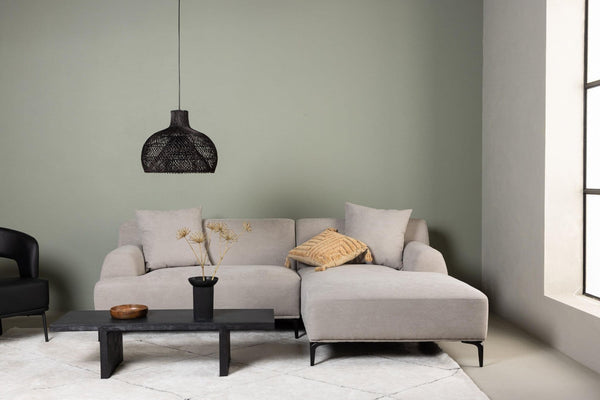 Viskan 3-Seater Sofa with Divan | Matte Black Frame & Light Grey Fabric