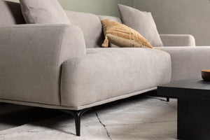 Viskan 3-Seater Sofa with Divan | Matte Black Frame & Light Grey Fabric