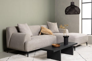 Viskan 3-Seater Sofa with Divan | Matte Black Frame & Light Grey Fabric