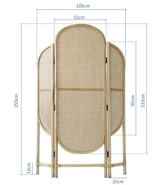 Walsh Modern Rattan Room Divider Screen in Oak Finish Wooden Privacy Partition Panel for Living Room, Bedroom & Office - Sleek Furniture