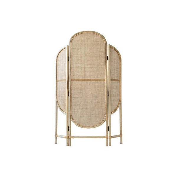 Walsh Modern Rattan Room Divider Screen in Oak Finish Wooden Privacy Partition Panel for Living Room, Bedroom & Office - Sleek Furniture