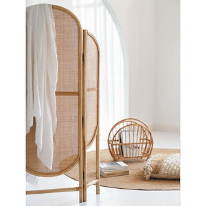 Walsh Modern Rattan Room Divider Screen in Oak Finish Wooden Privacy Partition Panel for Living Room, Bedroom & Office - Sleek Furniture
