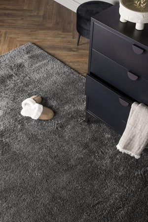 Walter Pluto Dark Grey Rectangular Carpet | 340x240 cm Soft Polyester Area Rug