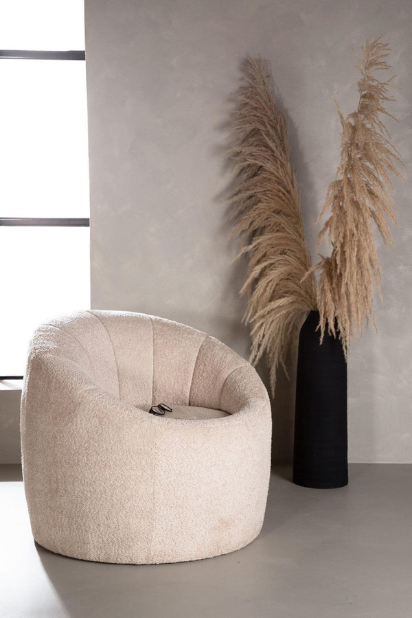 Warren Beige Armchair | Modern Bouclé Fabric Accent Chair for Living Room Comfort