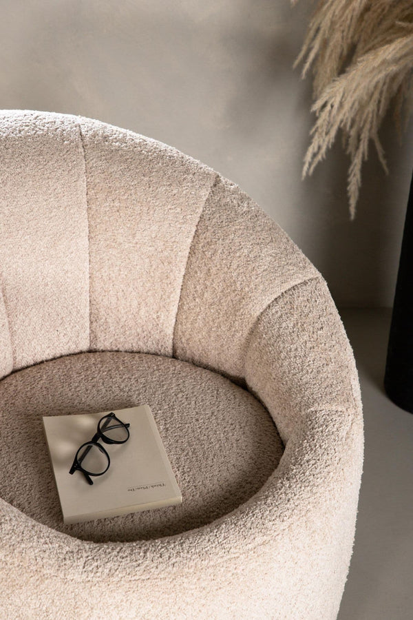 Warren Beige Armchair | Modern Bouclé Fabric Accent Chair for Living Room Comfort