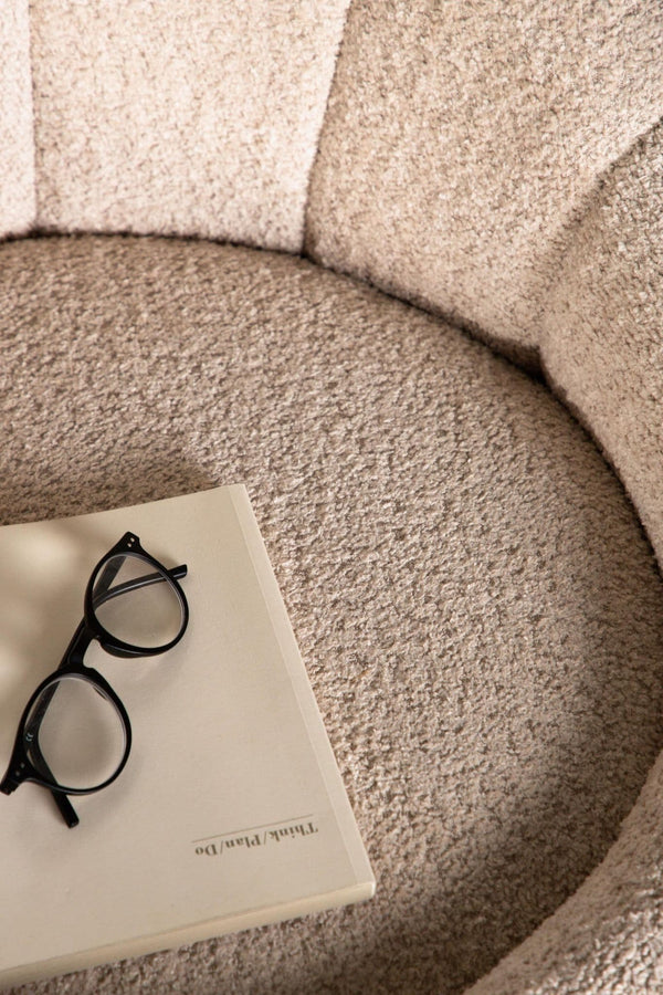 Warren Beige Armchair | Modern Bouclé Fabric Accent Chair for Living Room Comfort