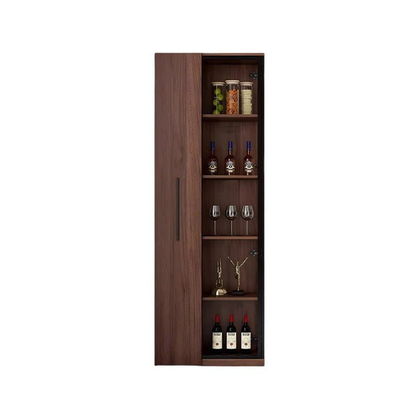 Wavecrest Wooden Cocktail Bar Cabinet with Glass Doors & Storage Shelves | Modern Walnut Finish Home Bar Unit for Living Room, Dining Area & Entertainment Spaces - Sleek Furniture
