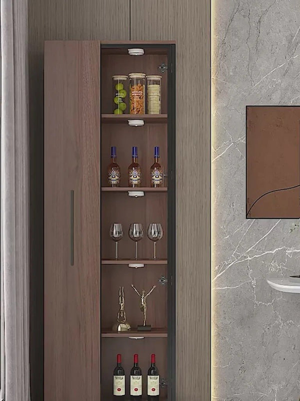 Wavecrest Wooden Cocktail Bar Cabinet with Glass Doors & Storage Shelves | Modern Walnut Finish Home Bar Unit for Living Room, Dining Area & Entertainment Spaces - Sleek Furniture