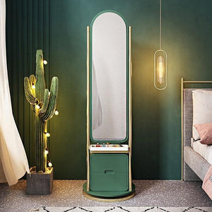 Weilai Concept Full - Length Mirror Storage Wardrobe with Integrated Shelving – Modern Freestanding Bedroom Cabinet (Green & Ash Finish) - Sleek Furniture