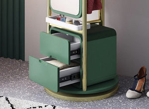 Weilai Concept Full - Length Mirror Storage Wardrobe with Integrated Shelving – Modern Freestanding Bedroom Cabinet (Green & Ash Finish) - Sleek Furniture