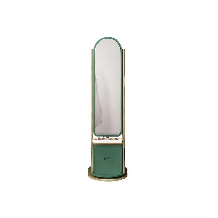 Weilai Concept Full - Length Mirror Storage Wardrobe with Integrated Shelving – Modern Freestanding Bedroom Cabinet (Green & Ash Finish) - Sleek Furniture