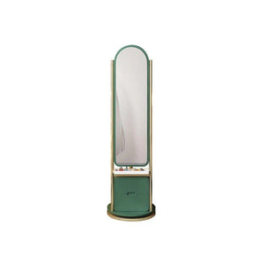 Weilai Concept Full - Length Mirror Storage Wardrobe with Integrated Shelving – Modern Freestanding Bedroom Cabinet (Green & Ash Finish) - Sleek Furniture
